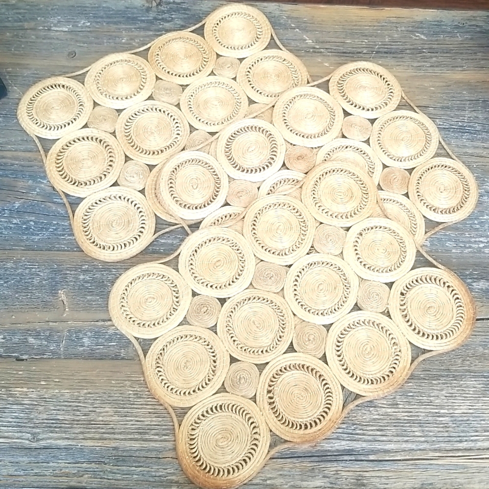 Three Rattan BOHO Circular Designed Placements - Picture 4 of 8